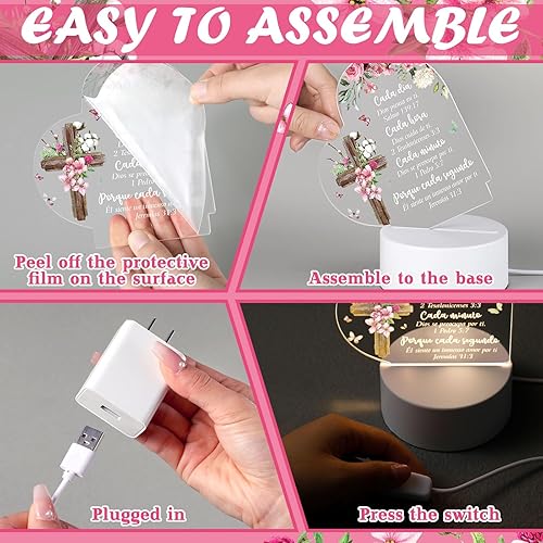 Miniatura 10 de Jetec Luz nocturna acrílica, regalo cristiano para mujeres, versículo bíblico inspirador, regalo para mujeres, decoración religiosa para boda,