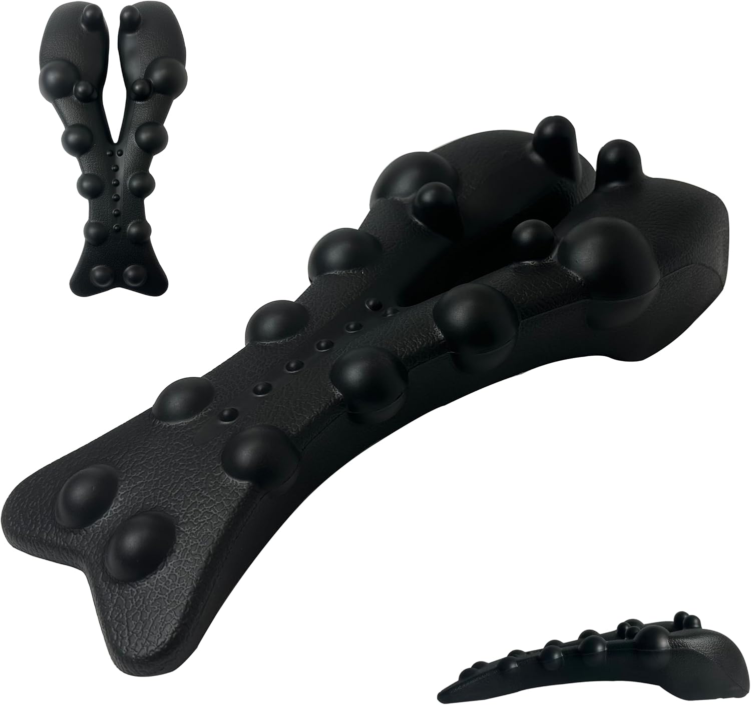 Neck and Shoulder Relaxer Cervical Traction Device, Neck Stretcher Pillow for TMJ Neck Pain Relief, Cervical Spine Alignment Chiropractic Pillow with Back Massage Points for Men Women (Black)