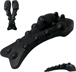 Neck and Shoulder Relaxer Cervical Traction Device, Neck Stretcher Pillow for TMJ Neck Pain Relief, Cervical Spine Alignment Chiropractic Pillow with Back Massage Points for Men Women (Black)