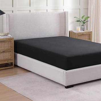 Fitted Sheet Double, 135x190 Pre-Washed, Deep Pocket 35cm - Black