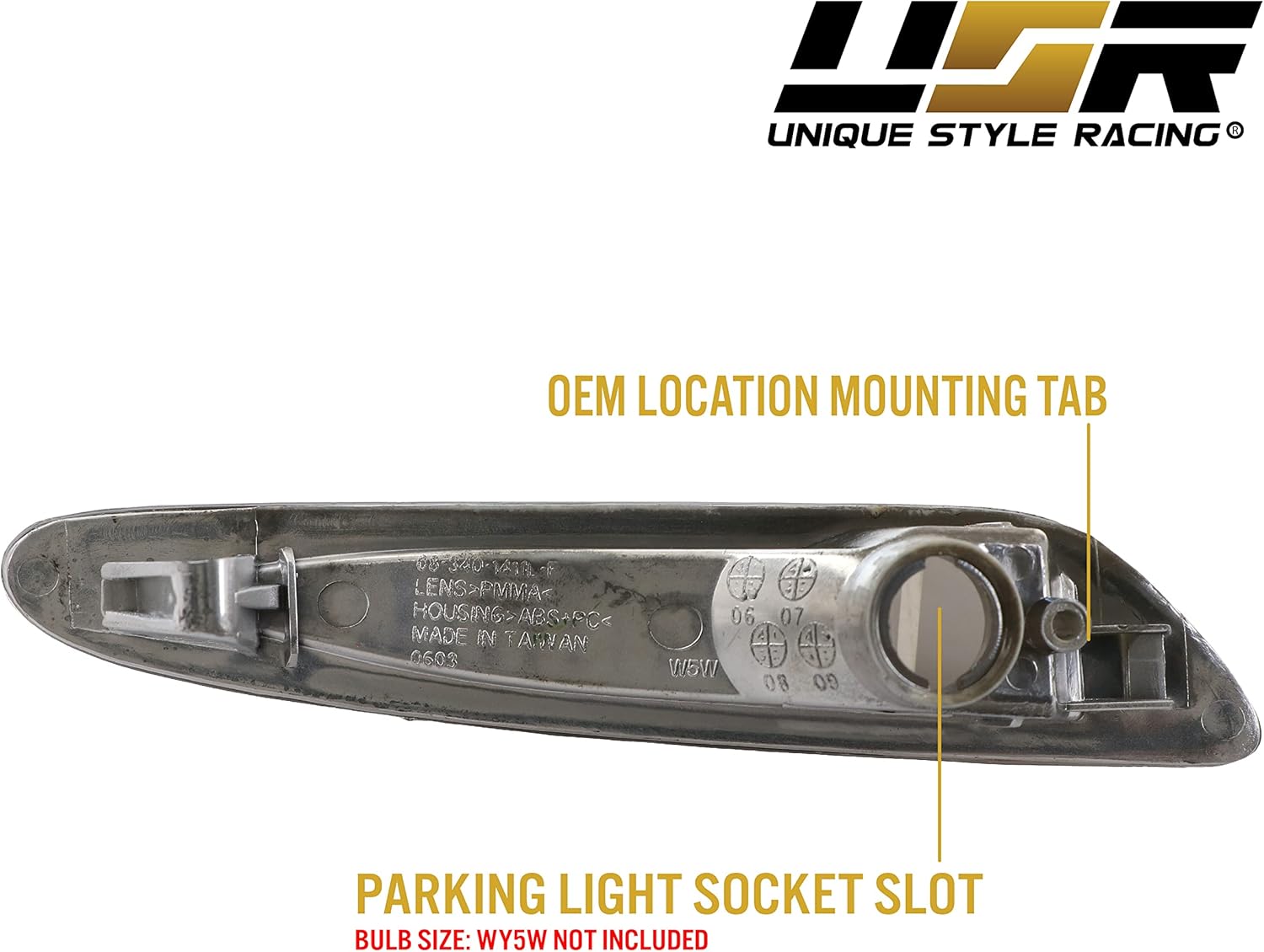 USR DEPO 03-06 R230 SL Class AMG Smoke Bumper Side Marker Lights Assembly Set (Left + Right) Compatible For 2003-2006 Mercedes Benz R230 SL Class AMG