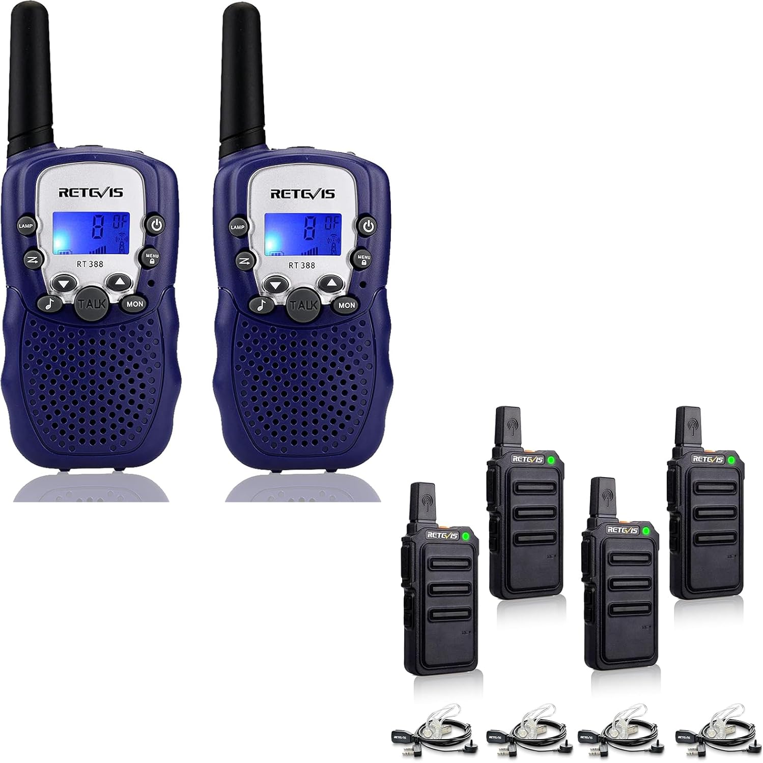Retevis RT388 Kids Walkie Talkies Bundle with RT19 Walkie Talkie Earpiece with Mic