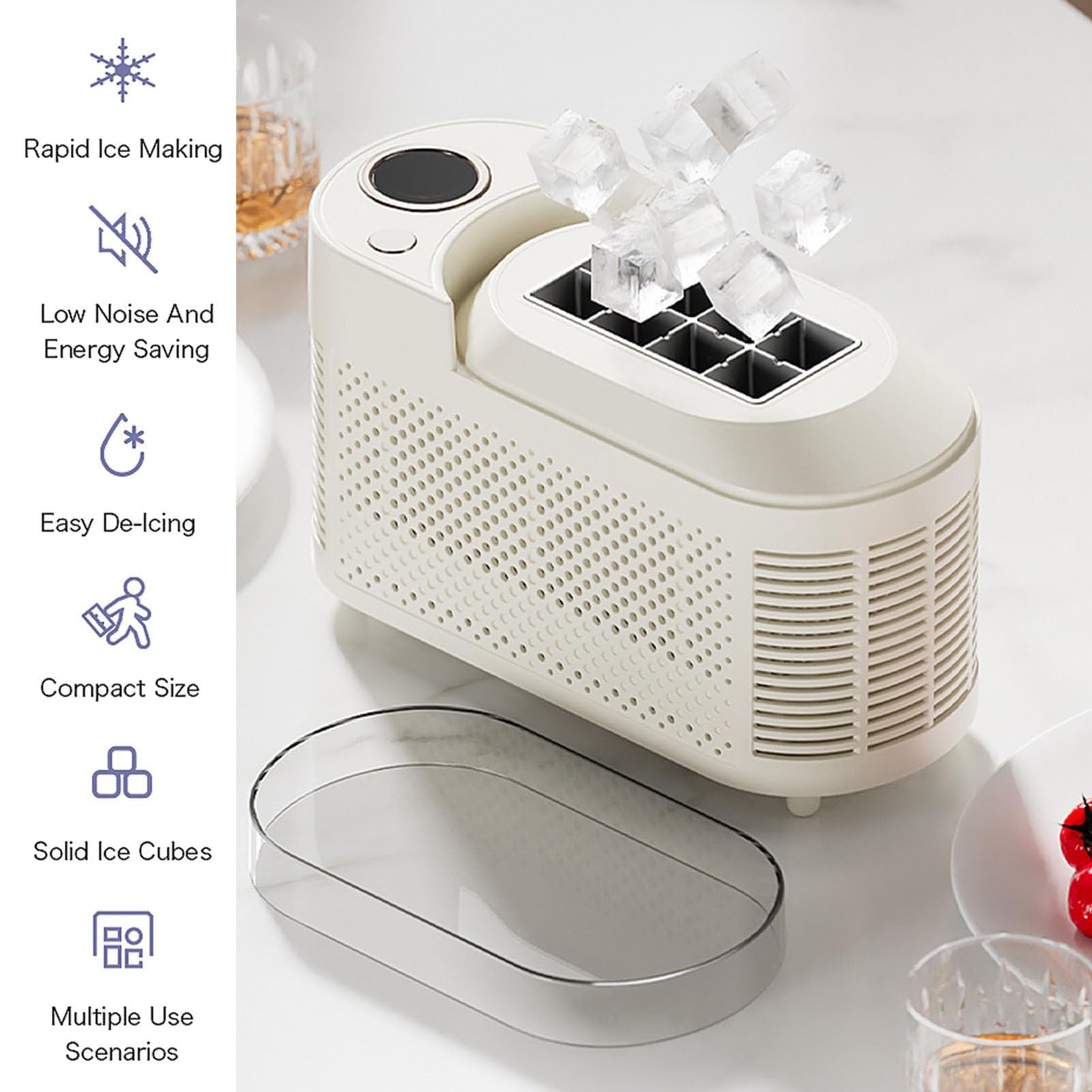 Mini Máquina Para Fabricar Hielo: Producción Rápida De 8 Cubitos En 10 A 15 Minutos, Silenciosa Y Compacta, Con Rejilla Para Hielo Desmontable Y Tapa Extraíble, Ideal Para El Hogar, La purple Car use