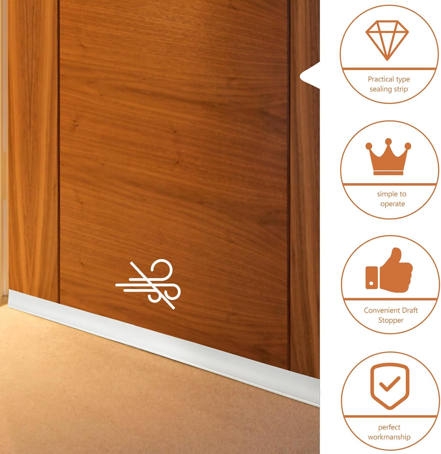 Multifunctional Noise Blocker Door Seal Strip Creative Draft Stopper Windproof Under Door Strip for Bedroom Easy Install Weatherproof Insulation