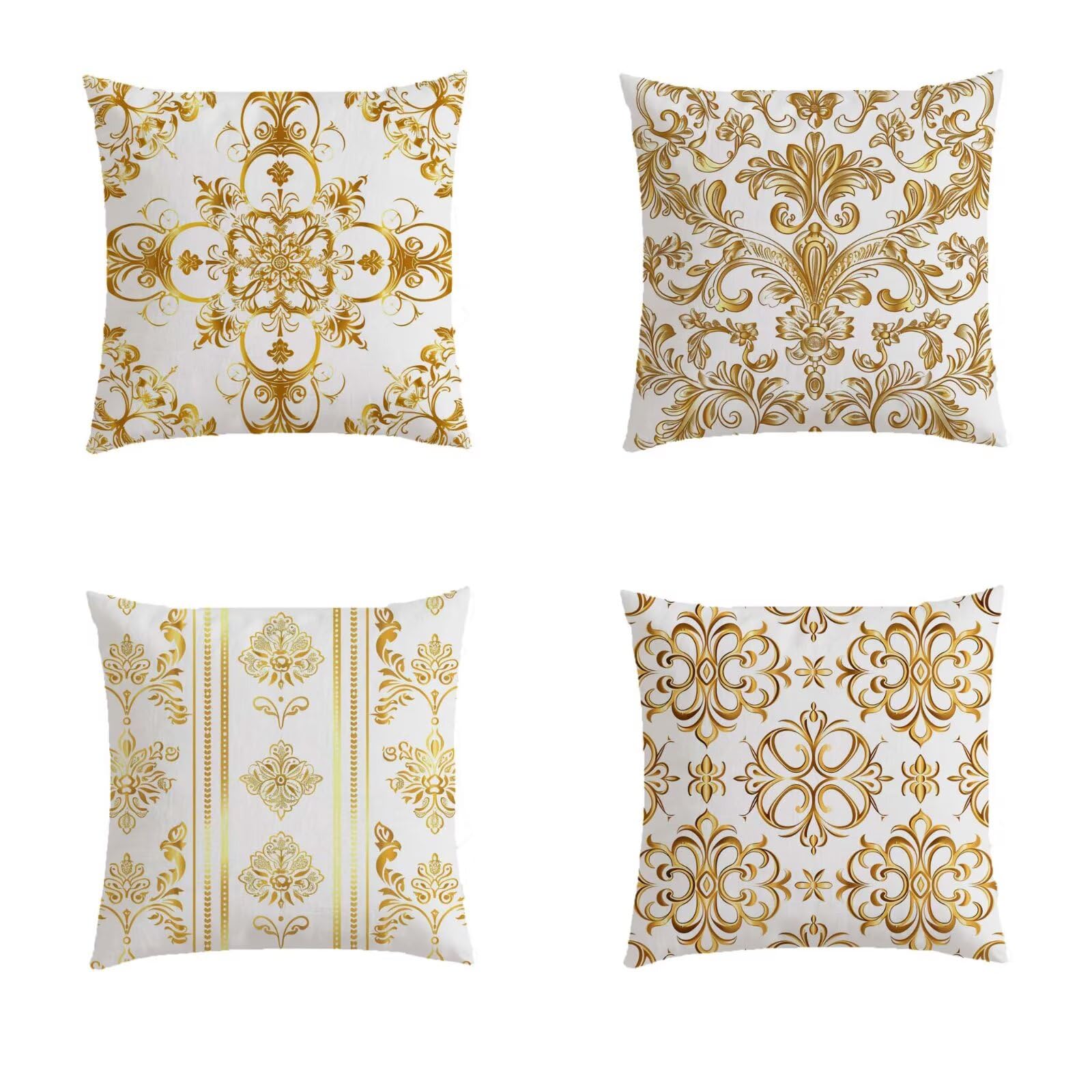 Housse de coussin lot de 4 carrés imprimés bohème dorés une idée cadeau idéale