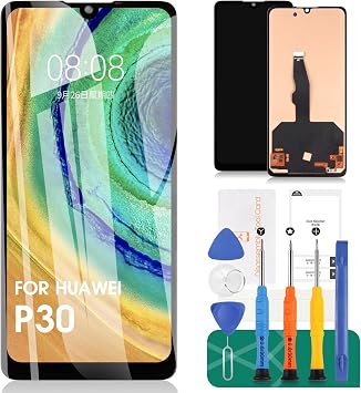 Not Original Compatible For Huawei P30 Screen Replacement LCD Display ELE-L29 ELE-L09 ELE-L04 Touch Digitizer Panel Sensor Glass Lens Kits Black No FrameNo fingerprint