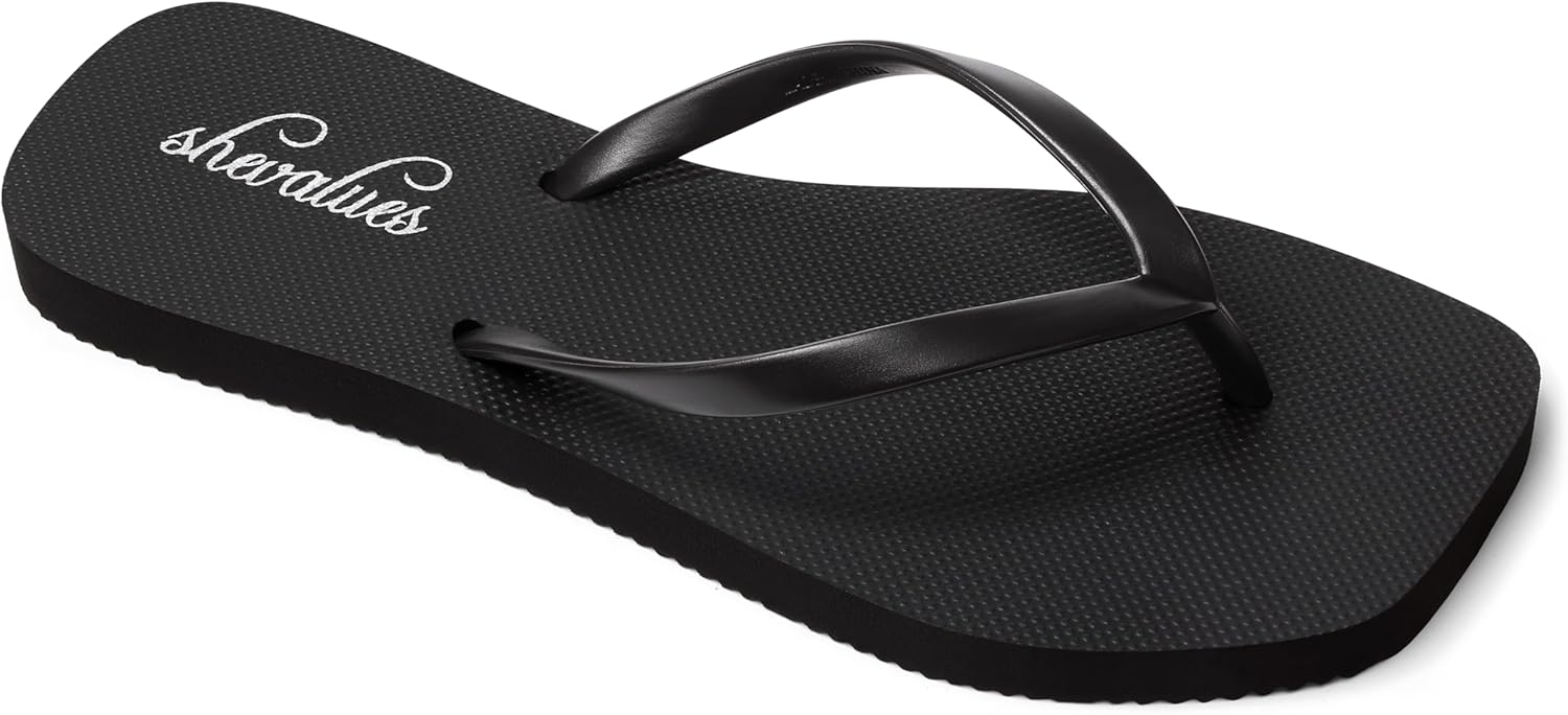 shevalues Women's Slim Square Toe Flip Flops Comfortable Summer Rubber Thong Sandals for Beach, Shower & Pool - Image 4
