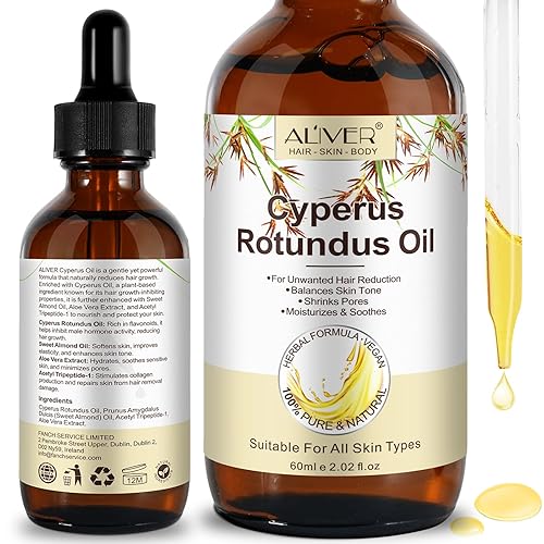NIFEISHI Aceite Cyperus Rotundus, 100% natural, aceite Cyprus Rotundus para depilación, hidrata y calma la piel, reduce el crecimiento del vello