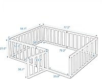 Vista 9 de Merax Marco de cama de piso de madera de tamaño individual con valla y puerta (nogal)