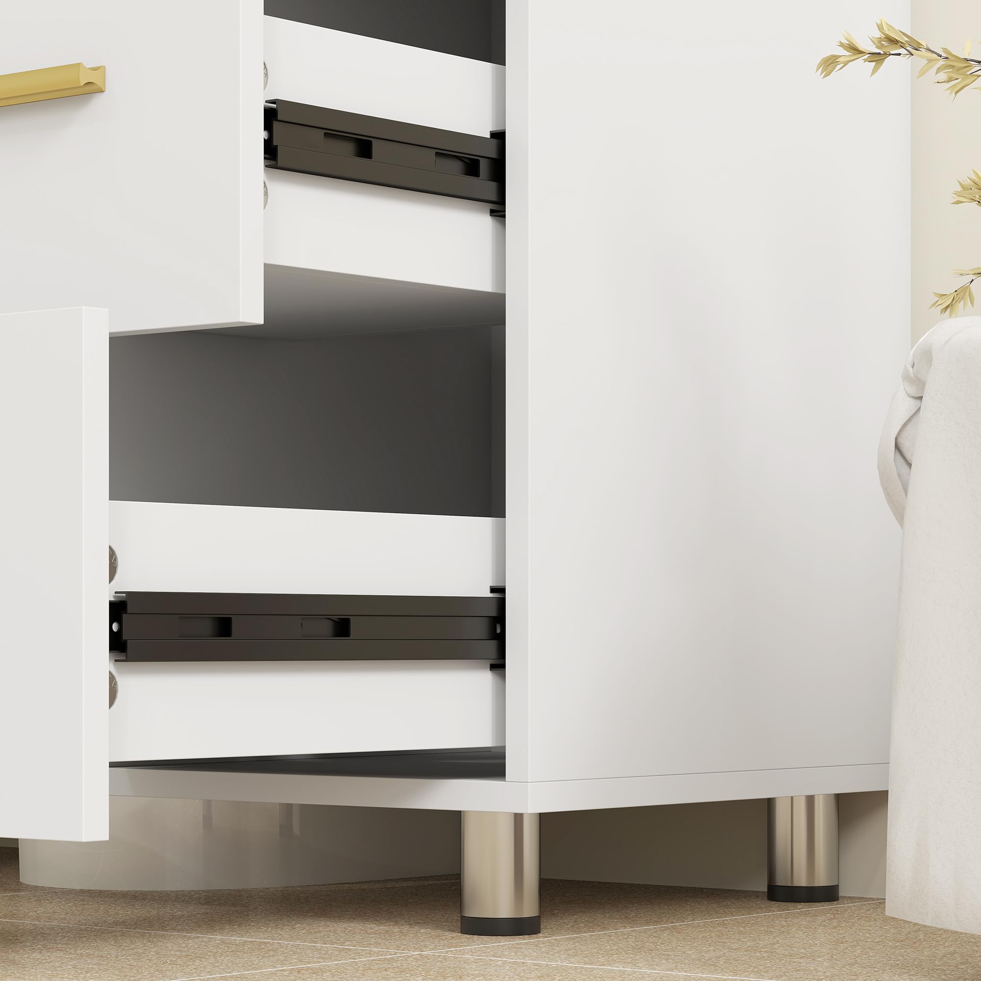 HOMCOM Mobile Sottolavabo per Bagno con 3 Cassetti, Armadietto a 3 Ripiani e Soft Close, Mobiletto Sottolavabo Salvaspazio con Intaglio a U, per Lavabi con e Senza Piedistallo, 70x30x65cm, Bianco