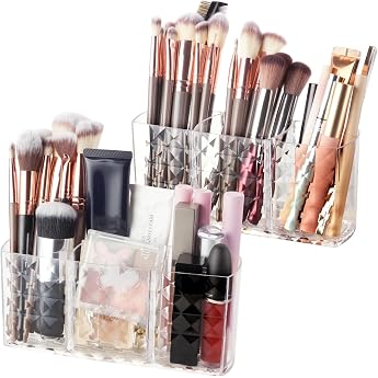 Makeup Organiser 2 Pieces Removable Drawer 3 Compartments Brush Holder