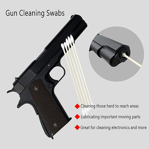 Miniatura 4 de Hisopos de limpieza de armas en caja de almacenamiento, hisopos de algodón de 6 pulgadas de largo, mango de bambú, aplicadores con punta de algodón