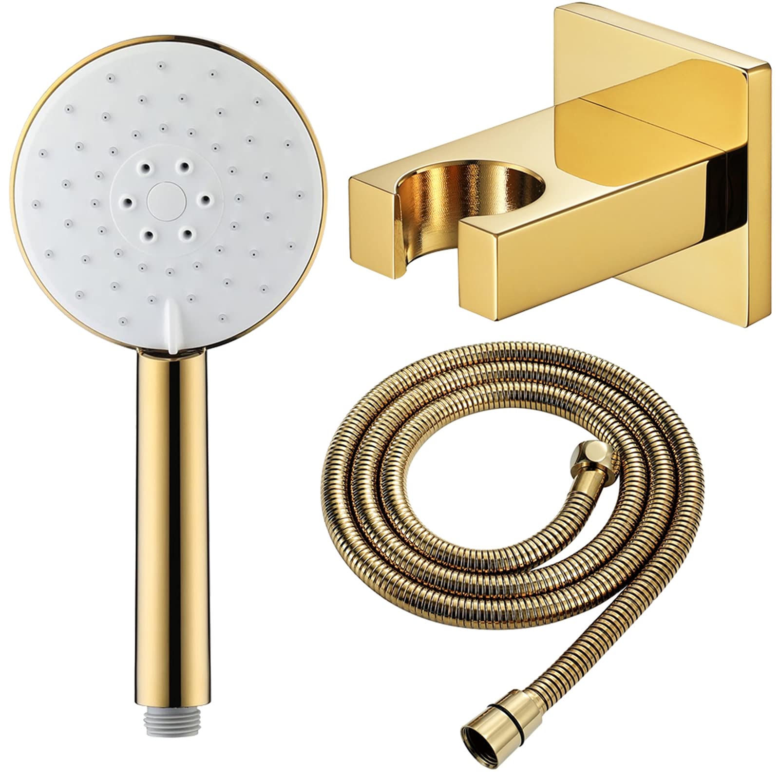 Soffione doccia a mano con tubo flessibile e supporto, soffione doccia ad alta pressione con 3 modalità di spruzzo, soffione doccia a risparmio idrico, doccetta sostitutiva,D'oro