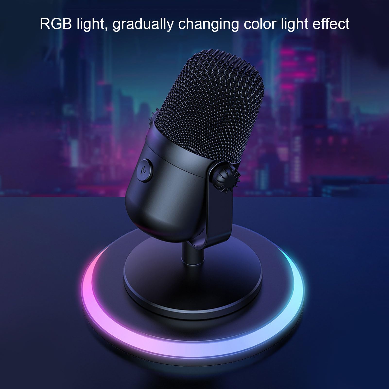 Eujgoov Microfono a Condensatore USB per PC con RGB per Cantare Podcast Registrazione in Streaming per PC, OS X, Garageband, Skype, Riunioni Zoom, Corsi Online, Live