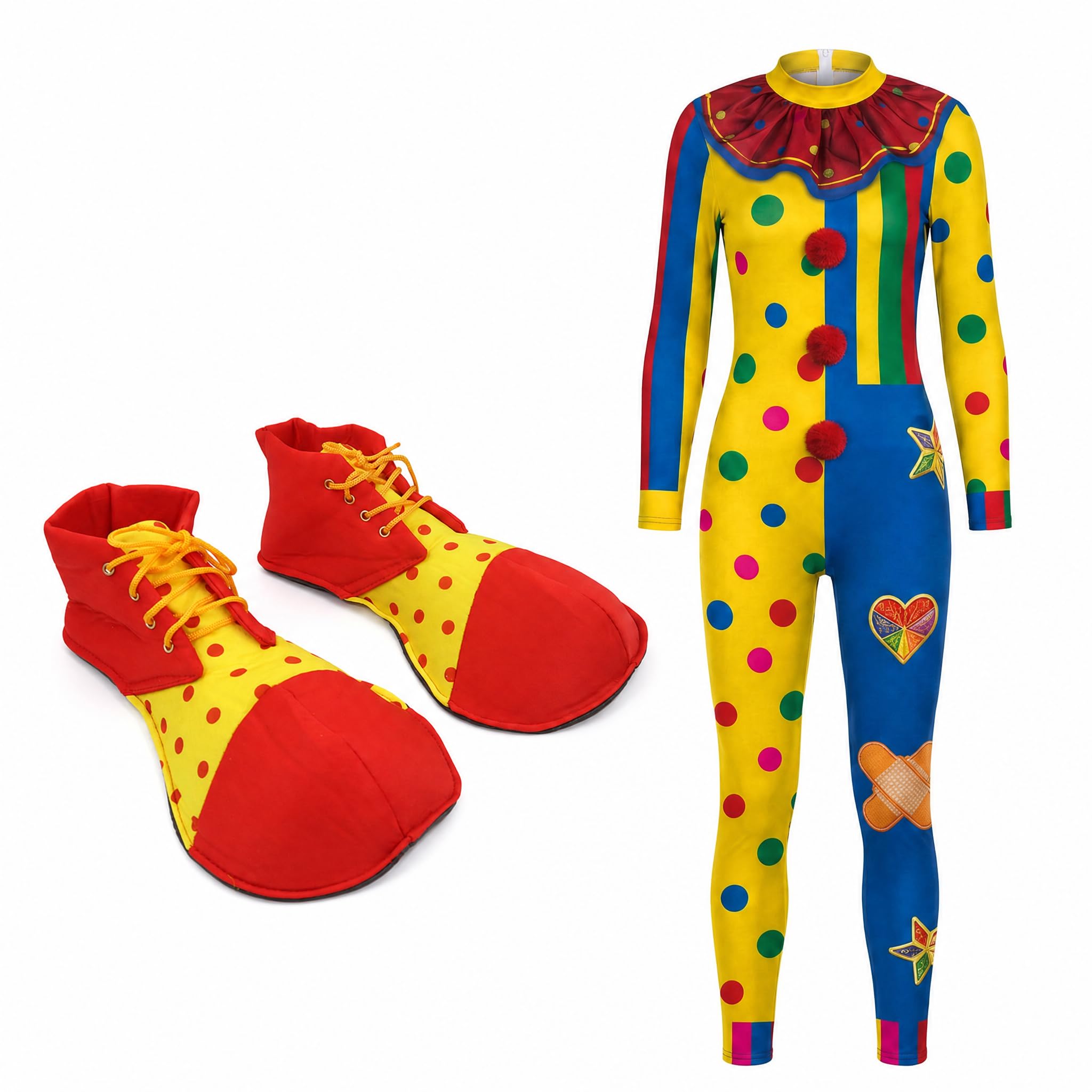 Scarpe Da Clown per Adulti Cosplay Giochi di Ruolo Calzature Halloween Costumi Spettacoli Teatrali Festival Festa a Tema Tuta Da Clown Aderente Lunga