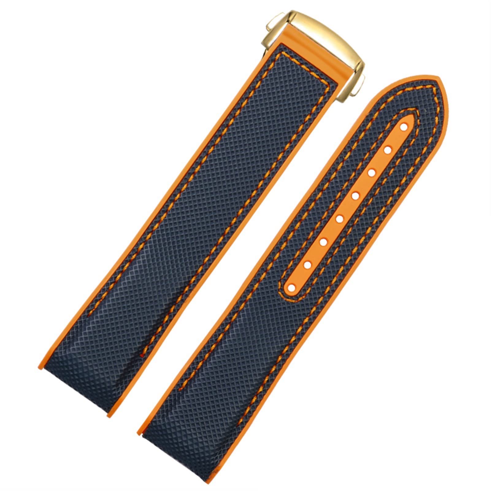 Grabación de reloj de goma de tela de color naranja negro de 20mm de 22mm para Omega Seamaster 300 herramientas de hebilla de banda oceánica