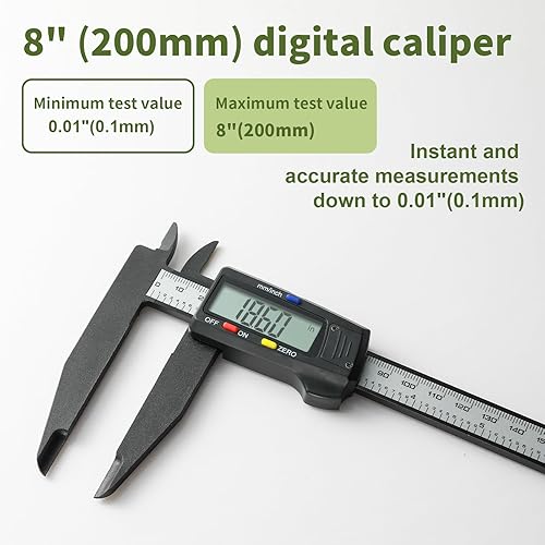 Miniatura 4 de Calibrador digital de 0 a 8 pulgadas, calibrador micrómetro con función de apagado automático, intercambiable entre pulgadas y milímetros para