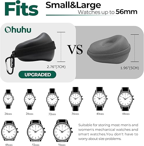 Vista 2 de Ohuhu Funda de reloj de viaje para hombres y mujeres, organizador portátil de almacenamiento de reloj individual con diseño elevado de 2.205 in