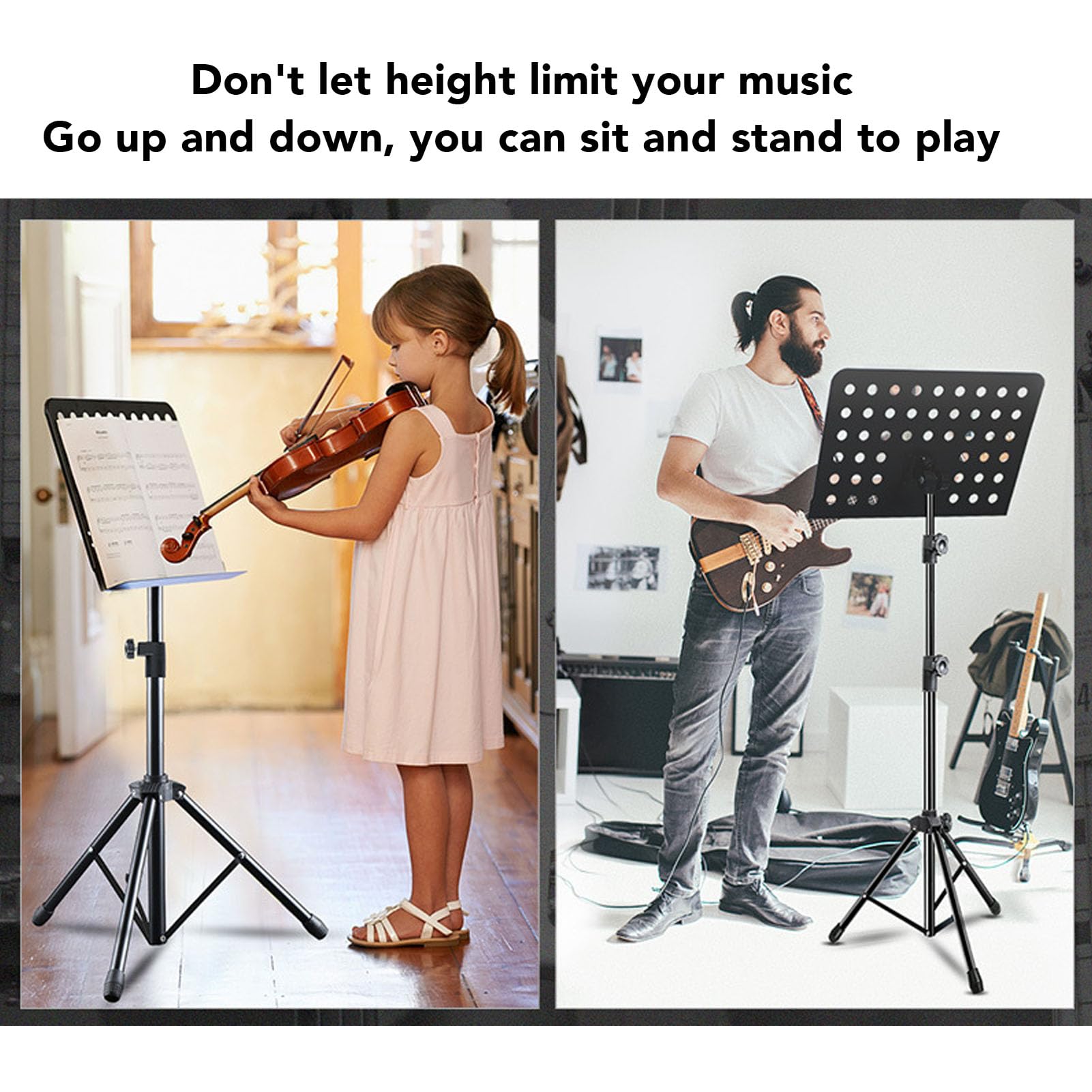 Leggio pieghevole per spartiti con altezza regolabile da 80 a 163 cm per gruppi musicali e scuole, leggio portatile per libri e tablet, acciaio legato
