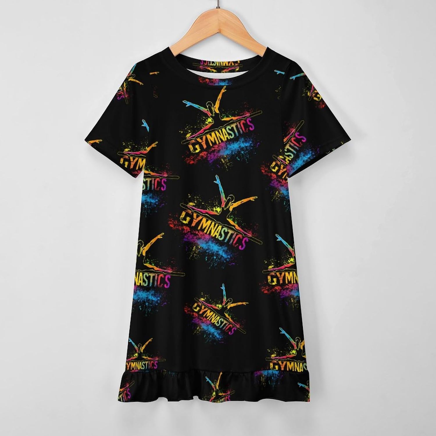 Gymnastics Gymnast Girls Short Sleeve Dress Mini Summer Party Swing Sundress