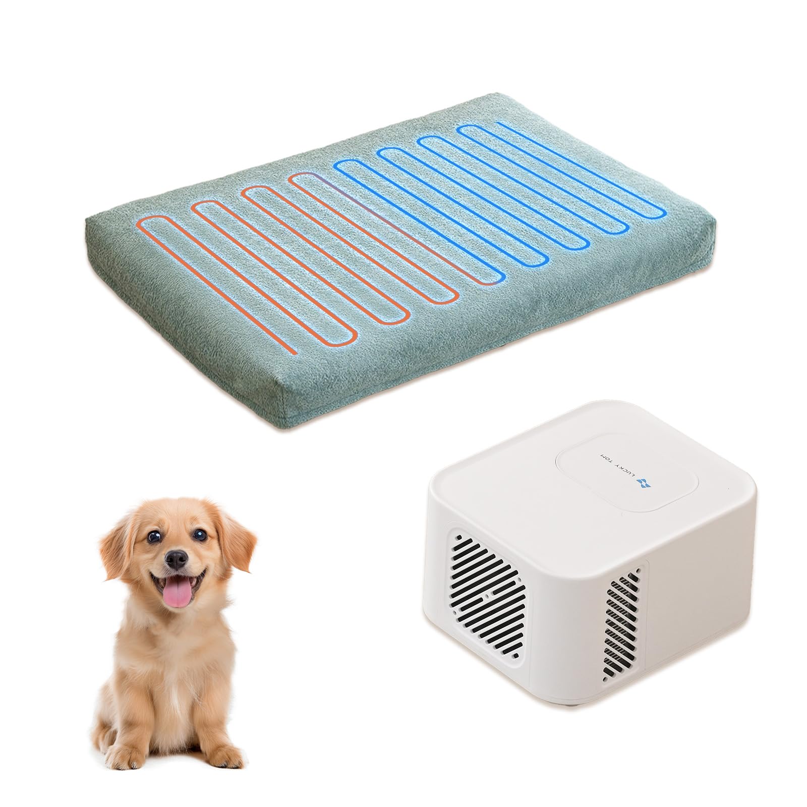 pet bed cooling system, consistent warm and cold water pad, no electric shock or chemical gel needed, machine washable bed, ideal for home and crates (cooling & heating green, 30" x 20")
