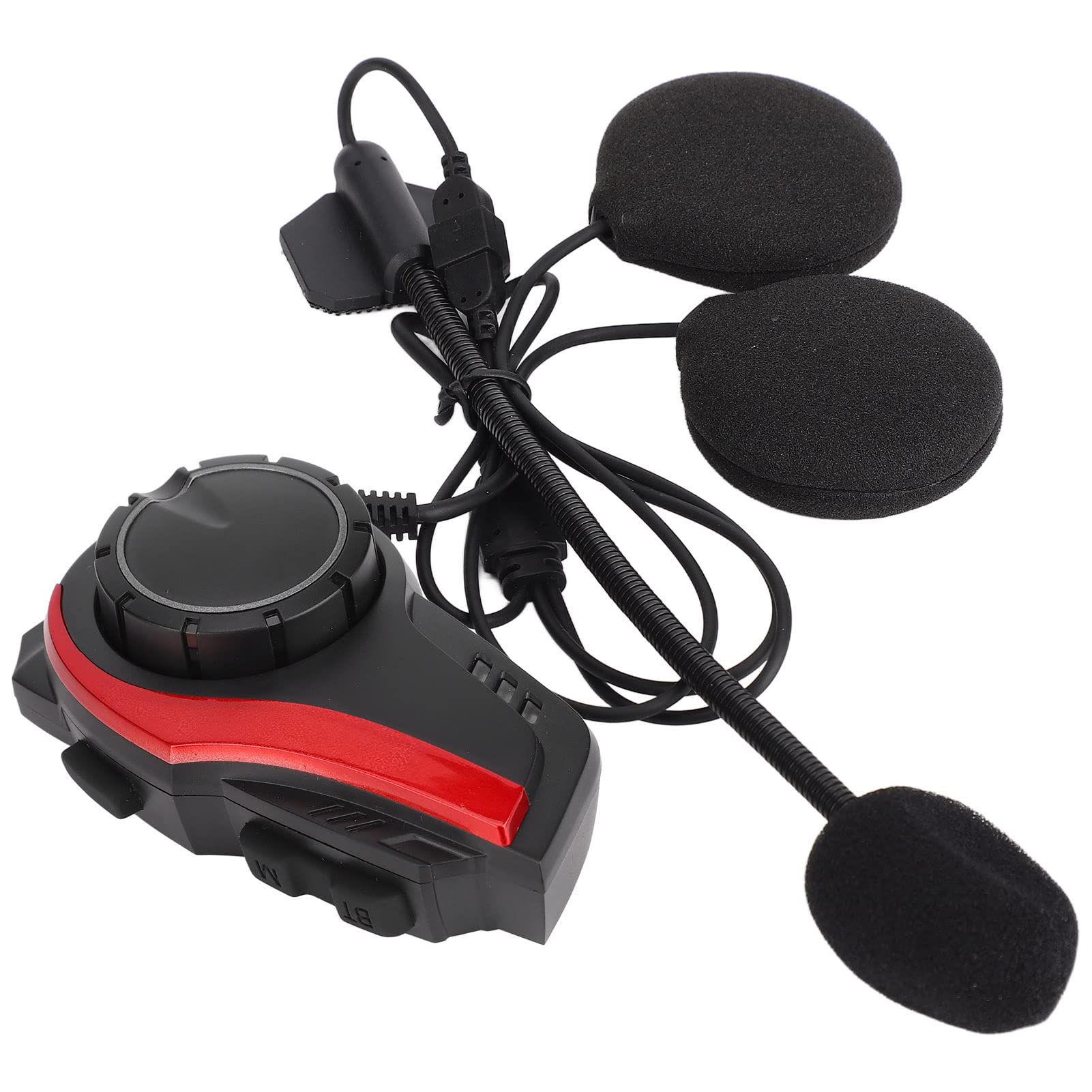 SIXRUN Casco Moto Bluetooth Auricolare, IP65 Impermeabile 900mAh (rosso)