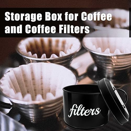 Miniatura 6 de Soporte para filtro de café, cesta esmaltada blanca, soporte para filtro de café con tapa, almacenamiento de filtro de café redondo para mostrador,