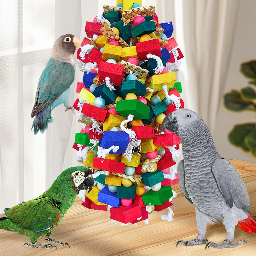 Extra Large Bird Toys for Macaws Cockatoos Amazons Chew - Natural Wood ...