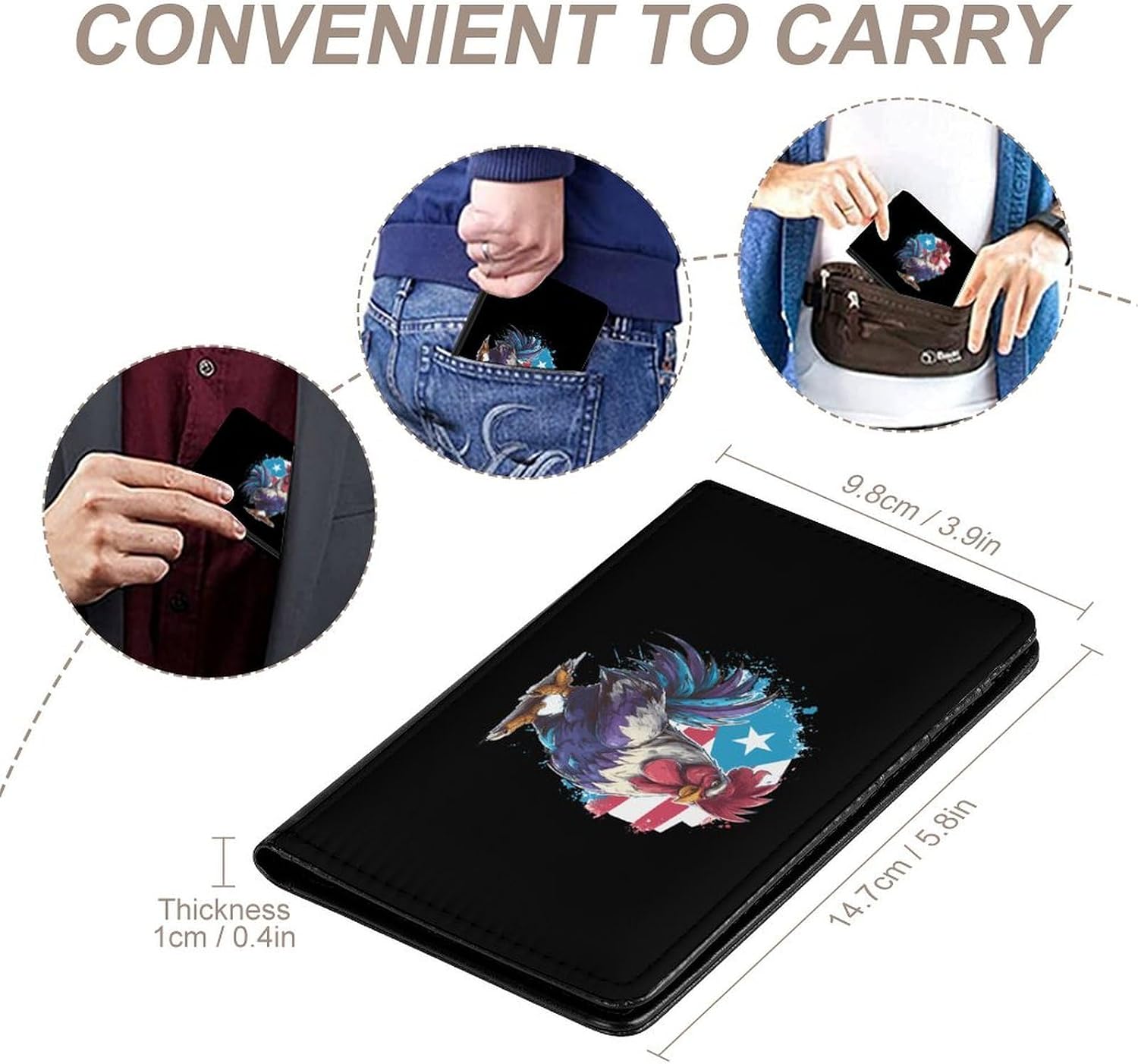 Puerto Rooster Passport Holder Travel Passport Cover Portable Passports Wallet for Travel Business