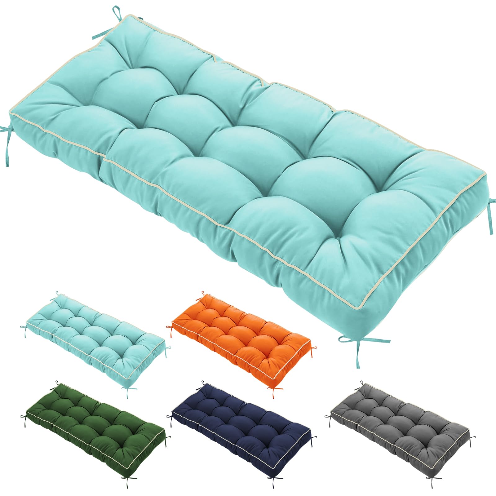 Coussin de banc imperméable bleu sarcelle 105x50 cm pour salon de jardin