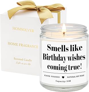 Homsolver Birthday Gifts for Women Men, 9OZ Lavender Scented Birthday Candles with 50+ Hours Burn Time, Unique Handmade Birthday's Decorations for Her Him, 18th/21st/30th/40th/50th/60th Gift Ideas