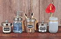 Vista 7 de Amolliar Juego de accesorios de baño de 4 piezas y 2 tarros de níquel cepillado, 3 dispensadores de jabón de loción y 2 soportes para hisopos