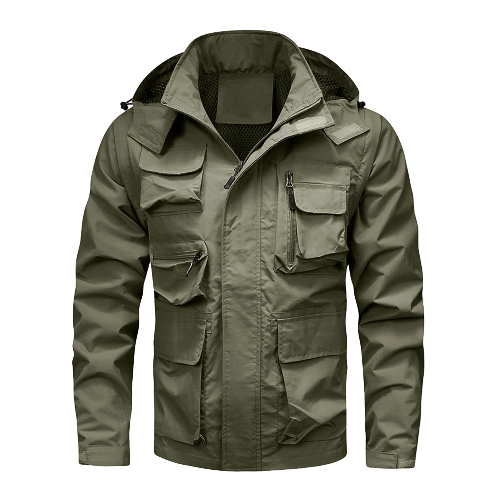 Outdoorjacke Herren Wasserdicht Atmungsaktiv Kaputze Abnehmbar Wanderjacke mit Abnehmbaren Ärmeln Cargo Jacke mit Vielen Taschen Übergangsjacke Weste Outdoor Ultraleichte Softshelljacke