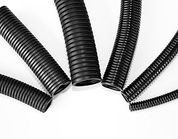 1/2" Wire Loom Non-Slit Polyethylene Corrugated Flexible Innerduct Conduit - 25 Feet - Black