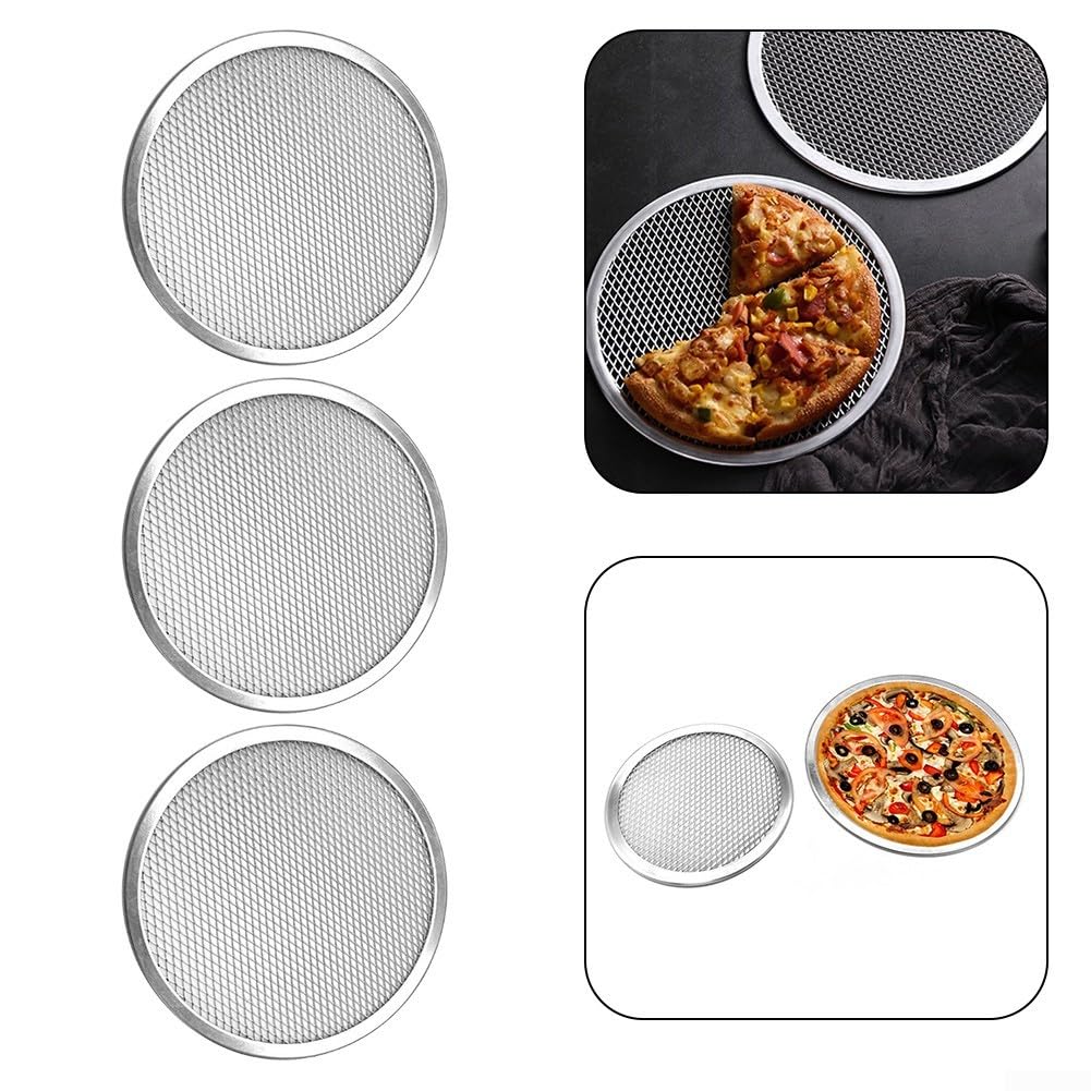 3 dischi di rete per pizza, 30,5 cm, in lega di alluminio, per fare pizze, biscotti, pane e pasticcini