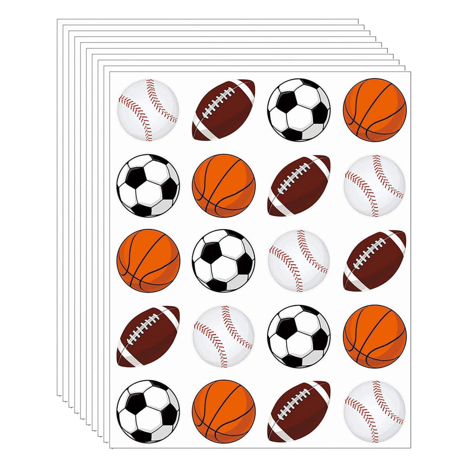 of 10 Party Decoration Sticker for Sports Themed Athletic Event Creative Application Sports Ball Sticker