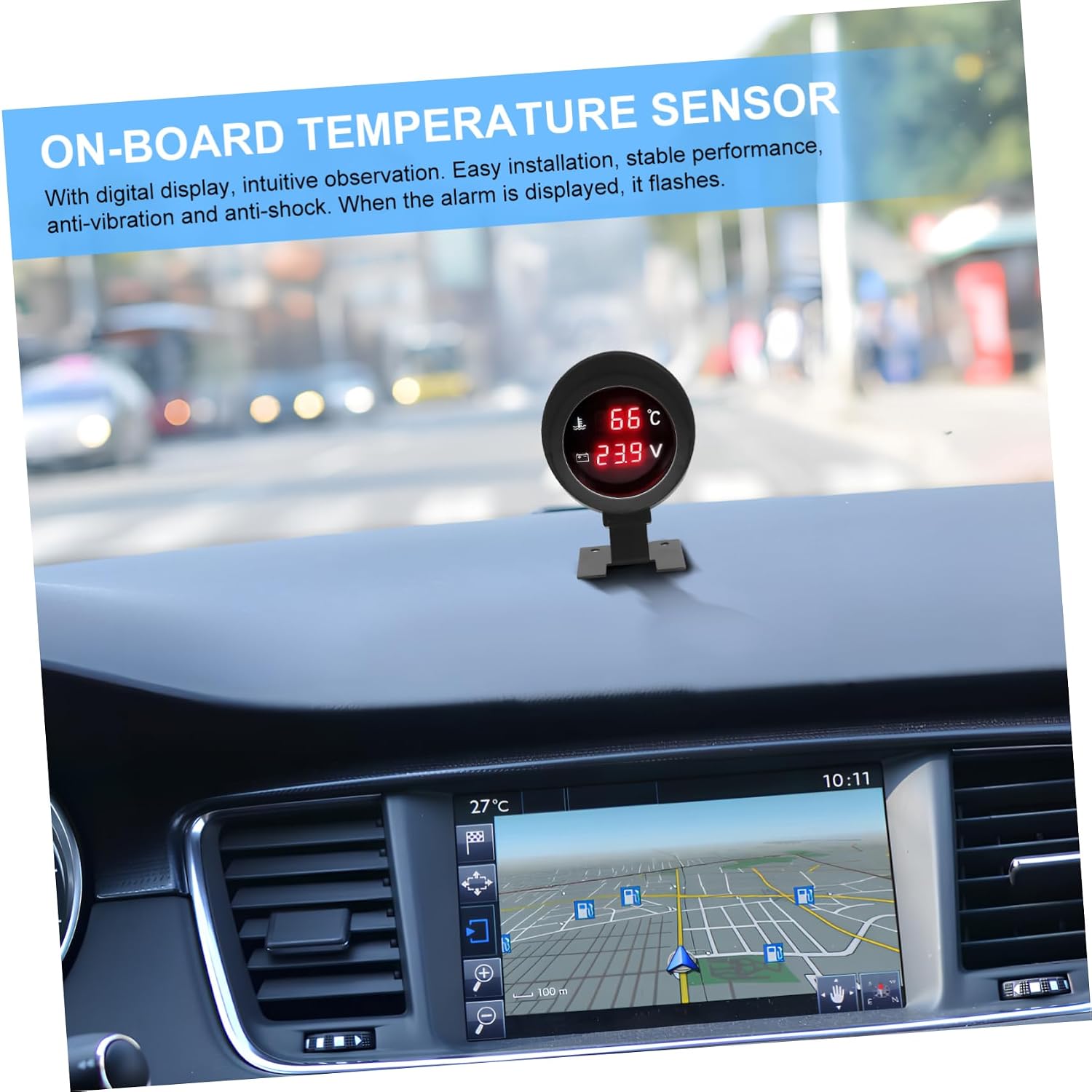 Car Temperature Gauge Water Voltage Monitor Universal Fitment Precision Digital Gauge