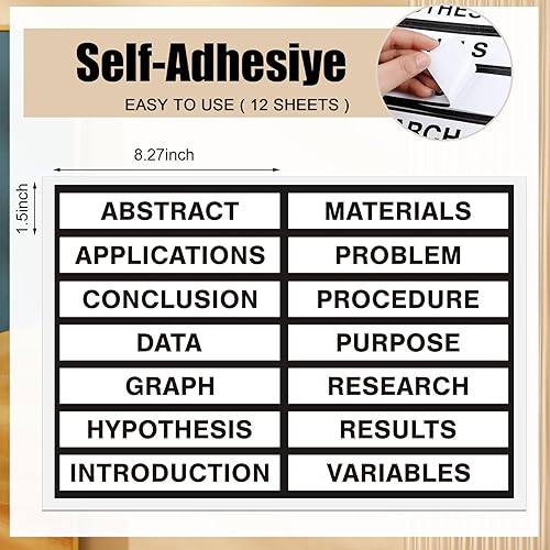 Miniatura 3 de Yeaqee 12 tableros de póster triple de 35.5 x 44 pulgadas, tableros de presentación para feria de ciencias con 12 hojas autoadhesivas de subtítulos