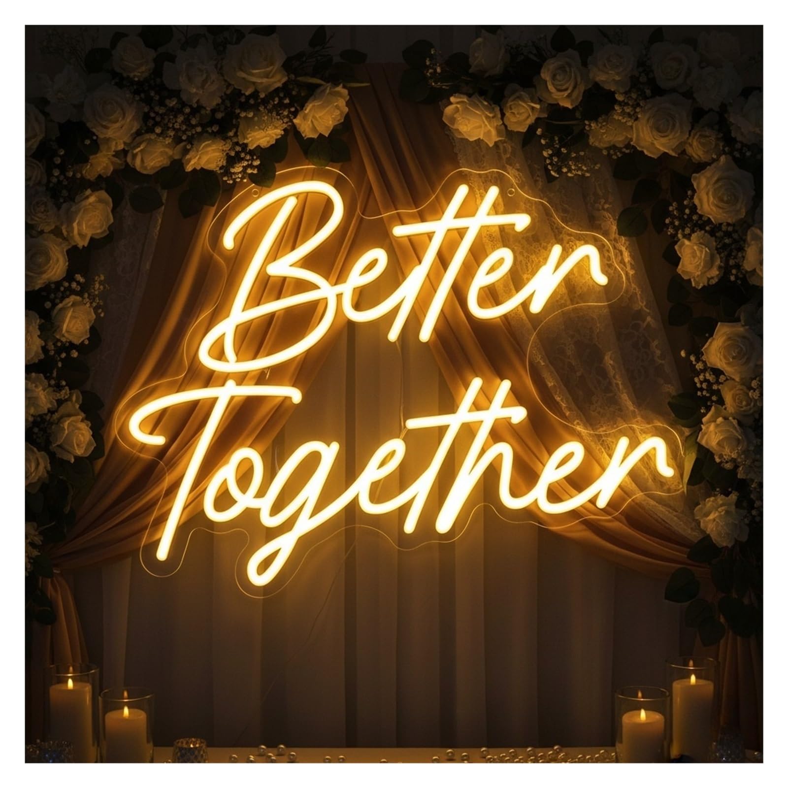 Zynther Neon lamp Better Together Neon Led Sign for Wedding Light Party Room Decor Bedroom(Cold White 33x13cm)