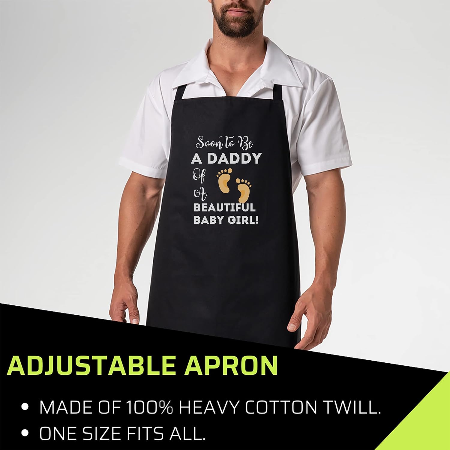 Dad Father Black Cooking Aprons- Soon To Be A Daddy Baby Girl Expecting Father Pregnancy Anouncement Black Apron