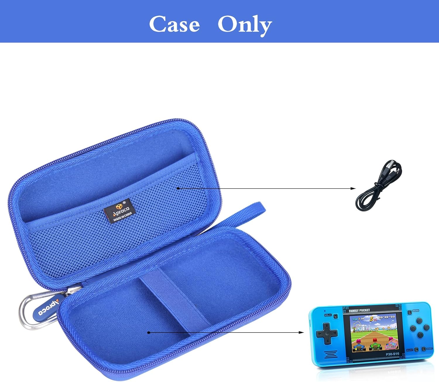 Aproca Case Compatible with WELLST·G Handheld Game Kids Portable Gaming Player, Storage Hard Bag for Player Accessories - Blue (Case Only) - Image 2