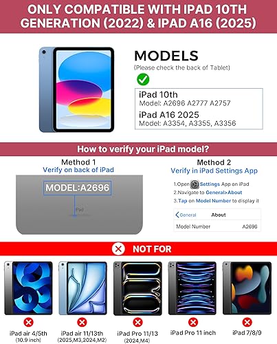 Miniatura 71 de typecase Funda táctil para iPad de 10ª generación con teclado (10.9 pulgadas, 2022) y iPad A16 (11ª generación, 2025) – Rotación de 360°, Verde