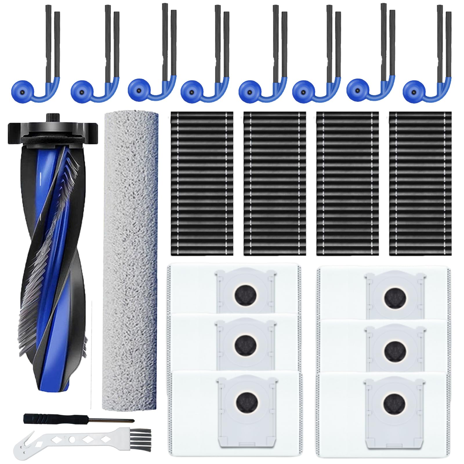 Chuancheng 22 szt. T90 Omni części zamienne do odkurzacza ECOVACS DEEBOT T90 Omni/T90 PRO Omni, 1 szczotka główna, 8 szczotek bocznych, 4 filtry, 1 wałek do mopa, 6 worków na kurz, 1 śrubokręt, 1