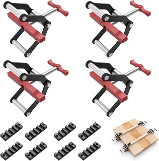 Vierwegezwinge, 4 Stück 4-Wege-Druckklemmen Set zum Klemmen von Paneelen mit Nutstreifen und Schrauben Längenverstellbare Schnellspannzwinge mit Drehbarer Griff für Holzarbeiter und Möbelhersteller