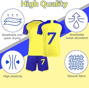 Football Kits for Kids, 2023/24 Home Away Soccer Jerseys New Kids Football Kits Boys Girls, Football Training Shirts Shorts Socks Guard Plate and Keychain, Gifts for Children