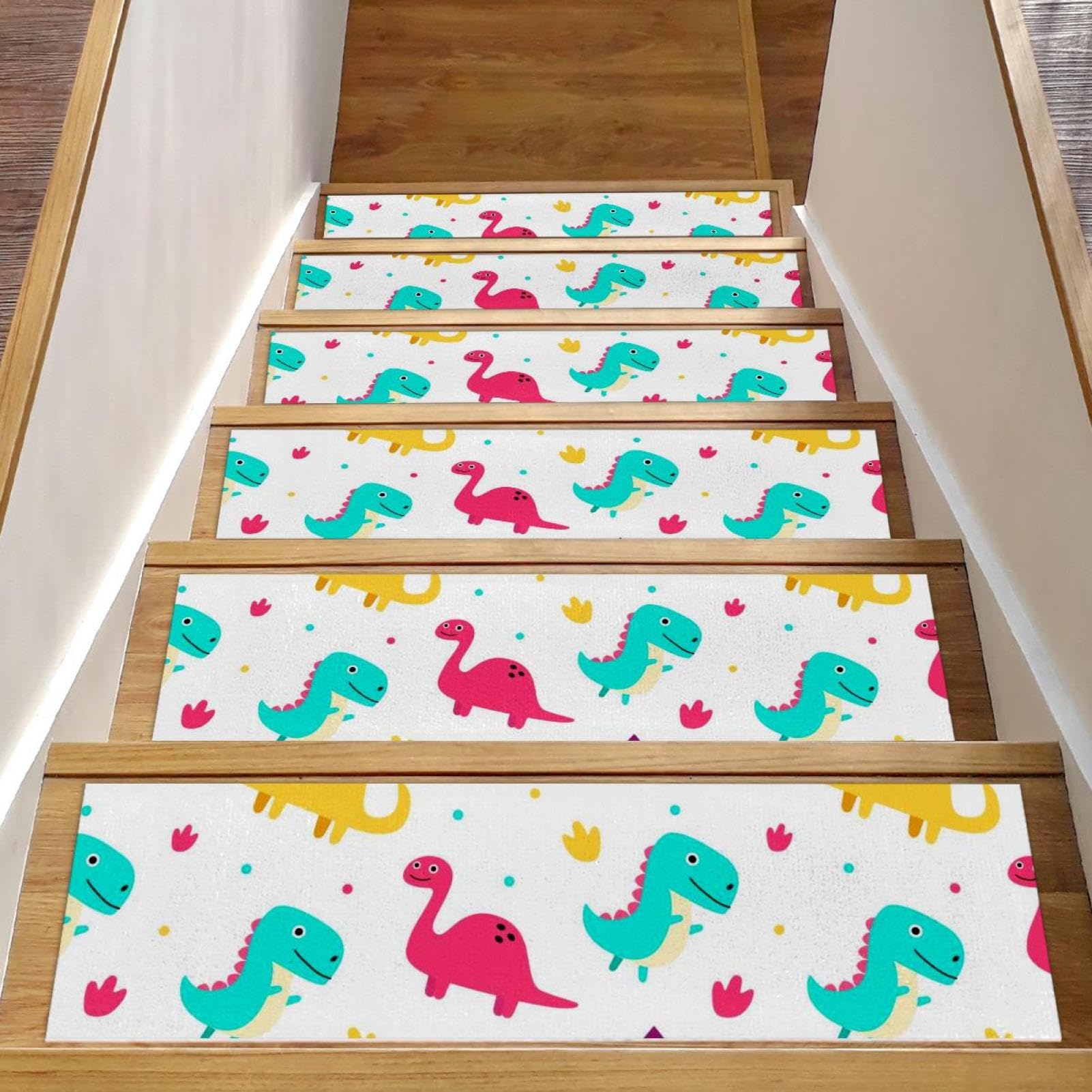 Evita resbalones en escaleras con estas alfombrillas de dinosaurio infantiles de 15 piezas
