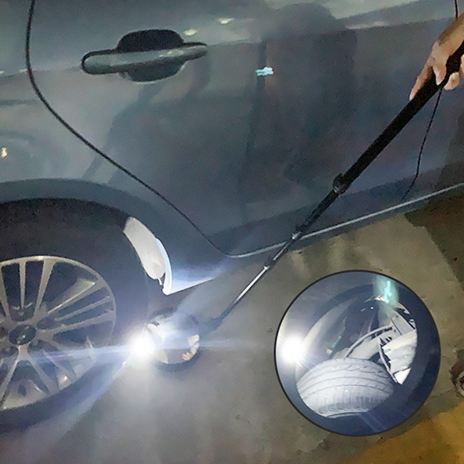 Espejo de inspección inferior del vehículo giratorio de 360 grados, espejo de seguridad retráctil de mano de 52 a 160 cm, para uso en talleres de reparación de automóviles, personal de mantenimie