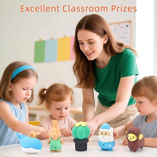 Miniatura 6 de 120 piezas Borradores de animales a granel Bonitos borradores de comida Mascotas de escritorio para niños Rompecabezas Borrador para quitar piezas