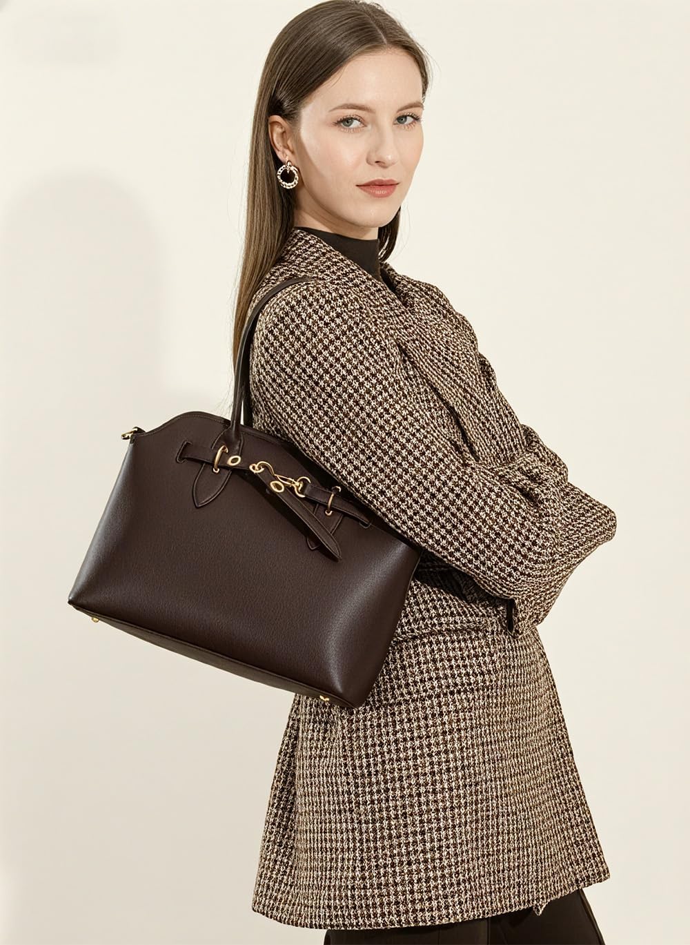 Small Genuine Leather Crossbody Bags for Women Top Handle Satchel Shoulder Purse Handbags - Image 4