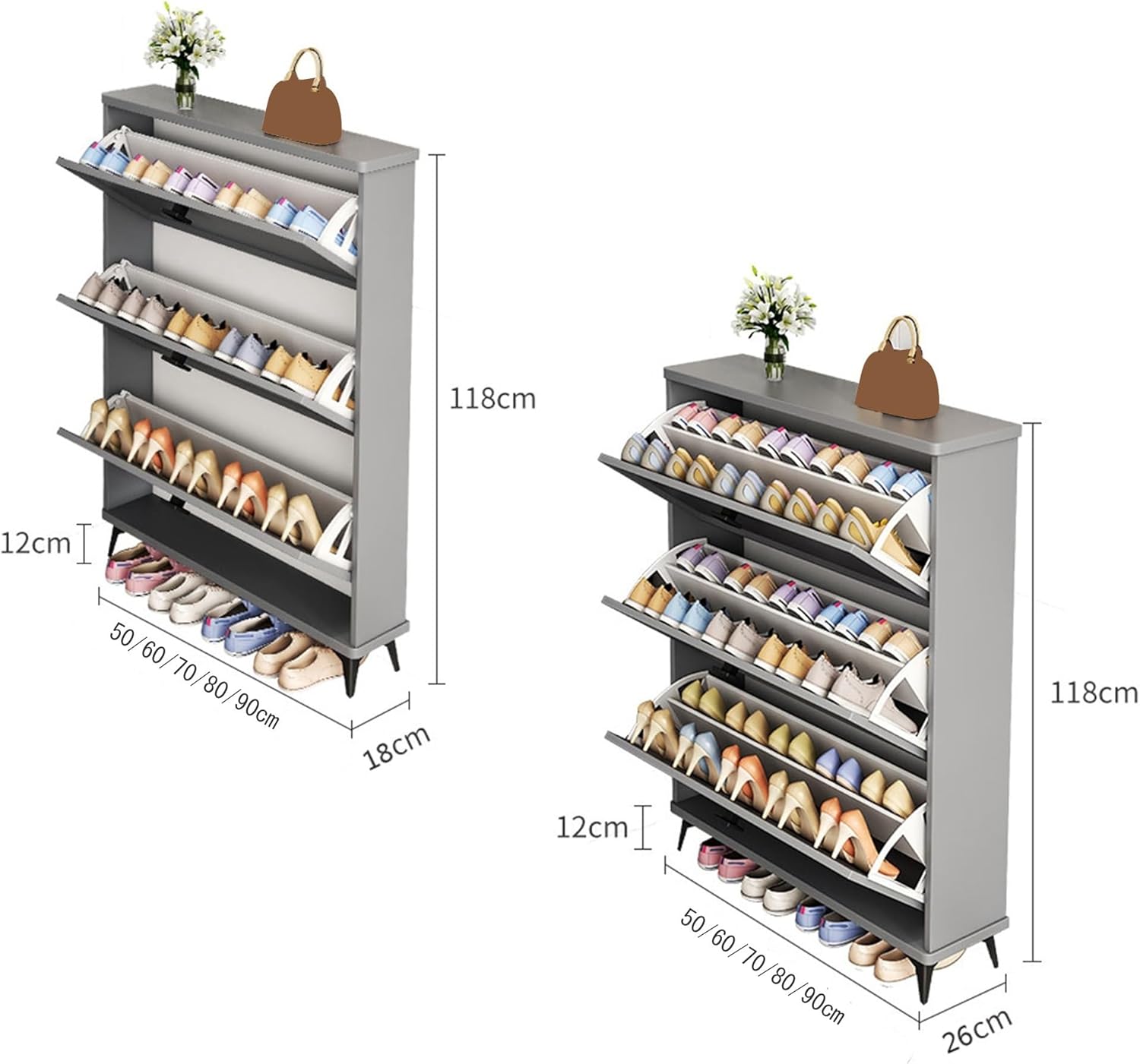 Shoe Storage Cabinet Cabinets Hallway Slim Cupboard Cupboards Hallways Slimline，Slim Shoe Storage Organizer Cabinet for Entryway - Closed Wooden Shoe Rack for Wall, Narrow Design for Hallway